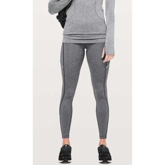 Lululemon Speed Up Tight *Metallic 28" Heathered Black Reflective Skinny Pants 4 - Picture 2 of 12